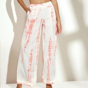 Maaji Tie-Dye Coral and White Wide Leg Pants